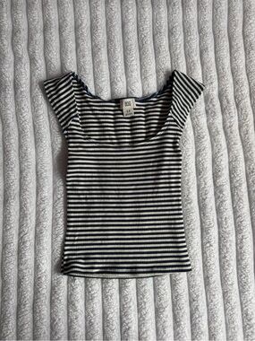 BDG Blue & White Striped Square-Neck Tank